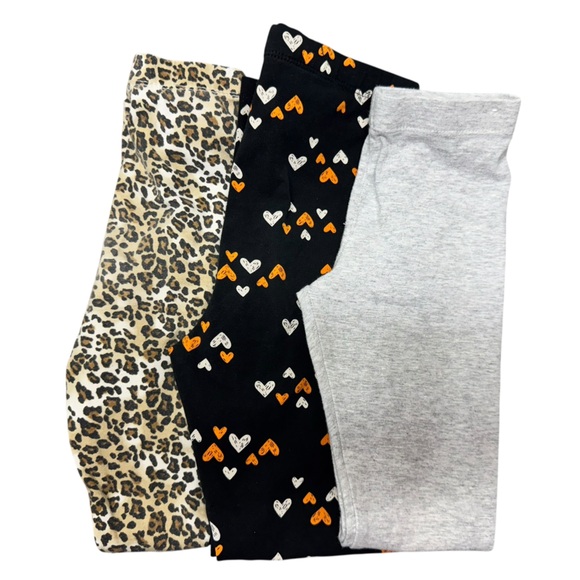 Lot of 3- 6/6X Kids Leggings- Leopard, Heart Print, and Gray - Picture 1 of 10